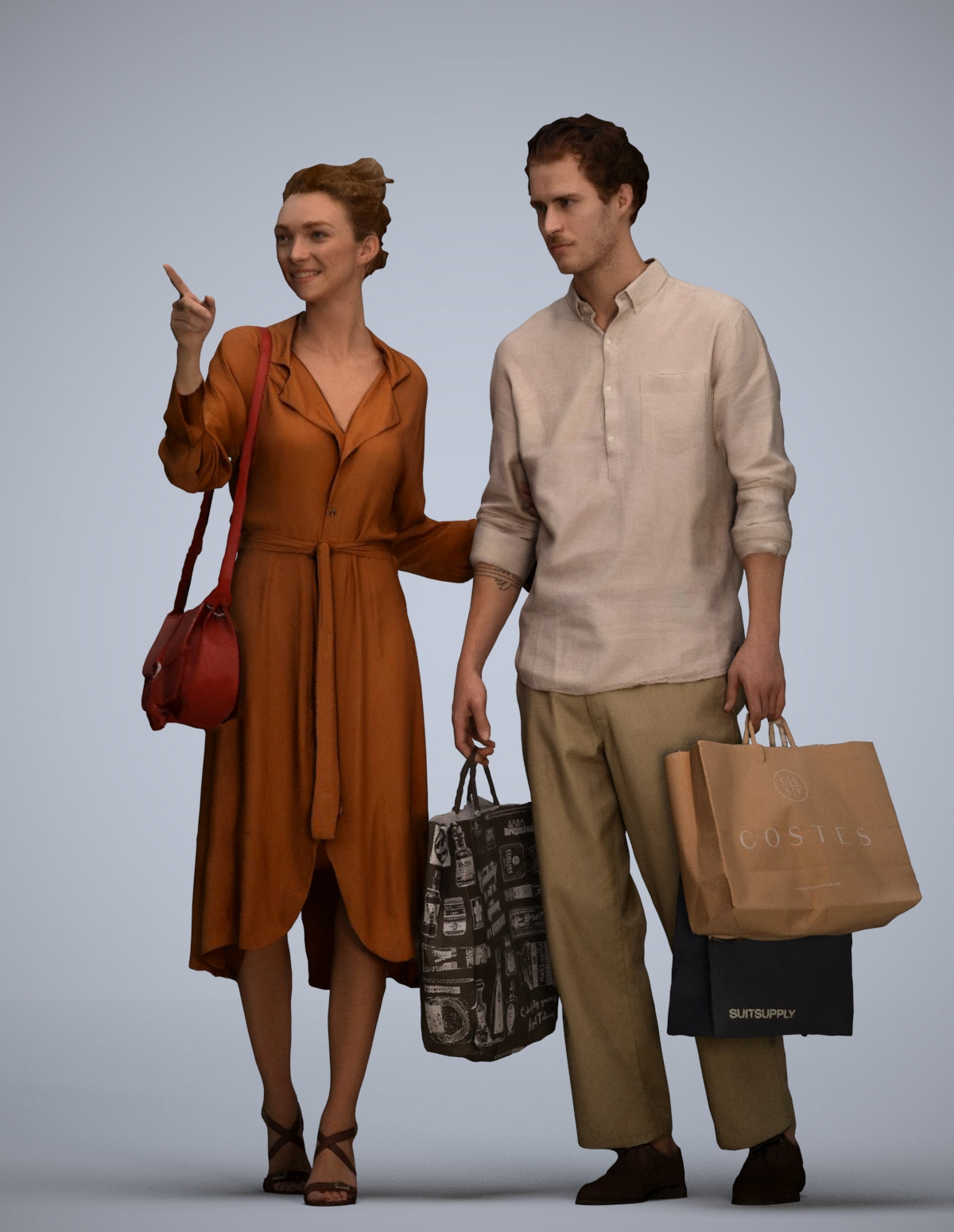 photogrammetry 3D man casual shopping, realistic human model archviz FBX