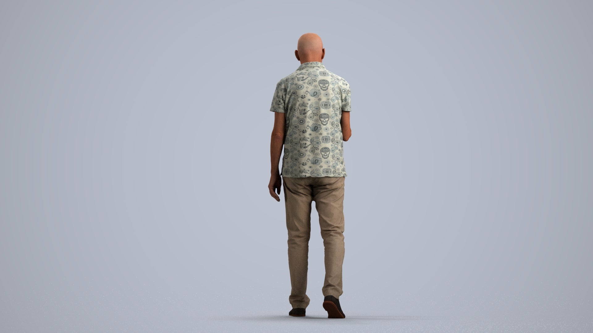 realistic 3D people senior man casual walking, render-ready for V-Ray and Corona, FBX OBJ, front view render
