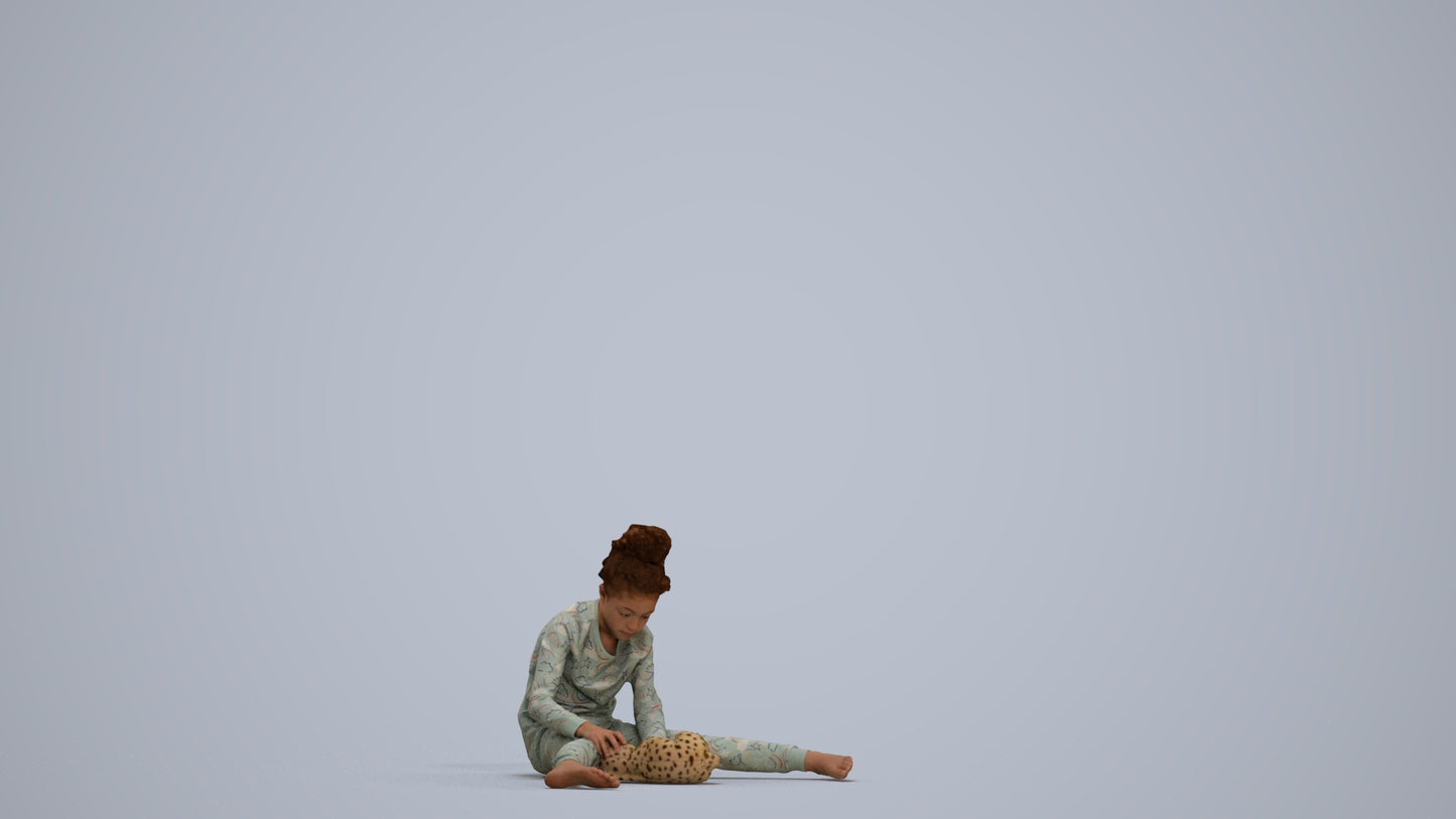 3D human model girl kids, photogrammetry scanned person for archviz, standing pose render