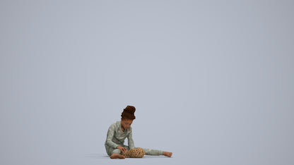 3D human model girl kids, photogrammetry scanned person for archviz, standing pose render