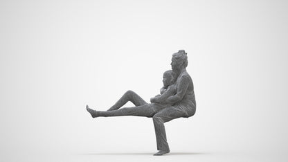 3D human model girl kids, photogrammetry scanned person for archviz, three-quarter front view render