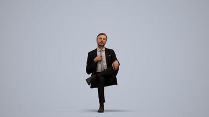 3D people model man business, scanned human for 3ds Max rendering, standing pose render