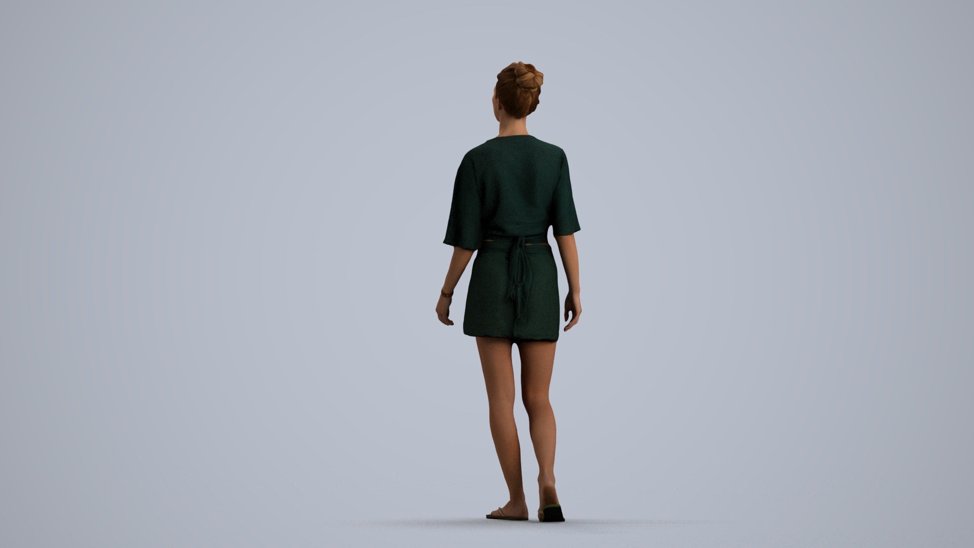realistic 3D people woman casual walking, render-ready for V-Ray and Corona, FBX OBJ, front view render