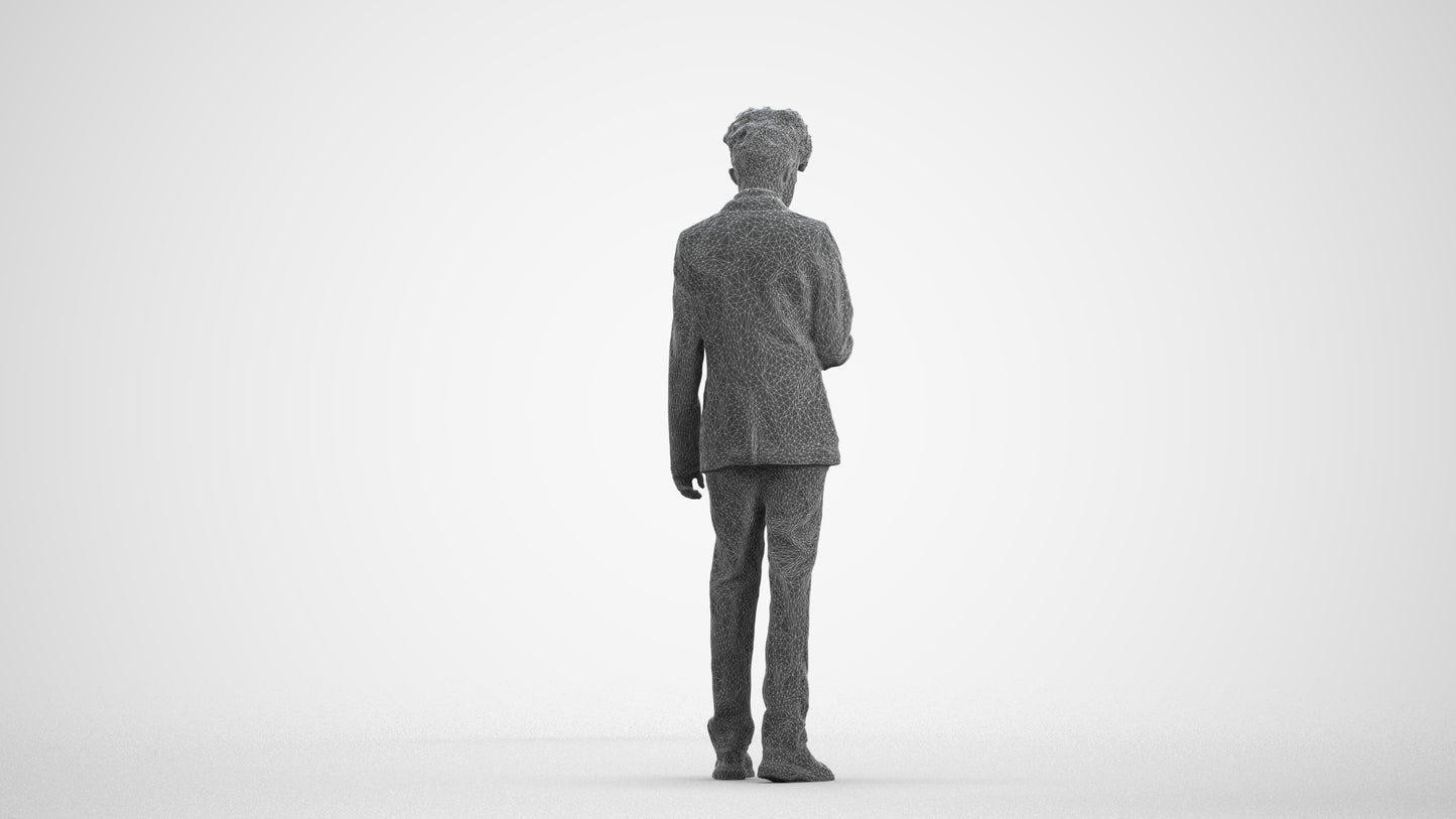 3D human model boy kids, photogrammetry scanned person for archviz, wireframe front view