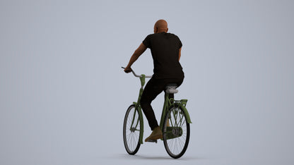 realistic 3D man casual cycling, scanned archviz people for Blender and 3ds Max, front view render