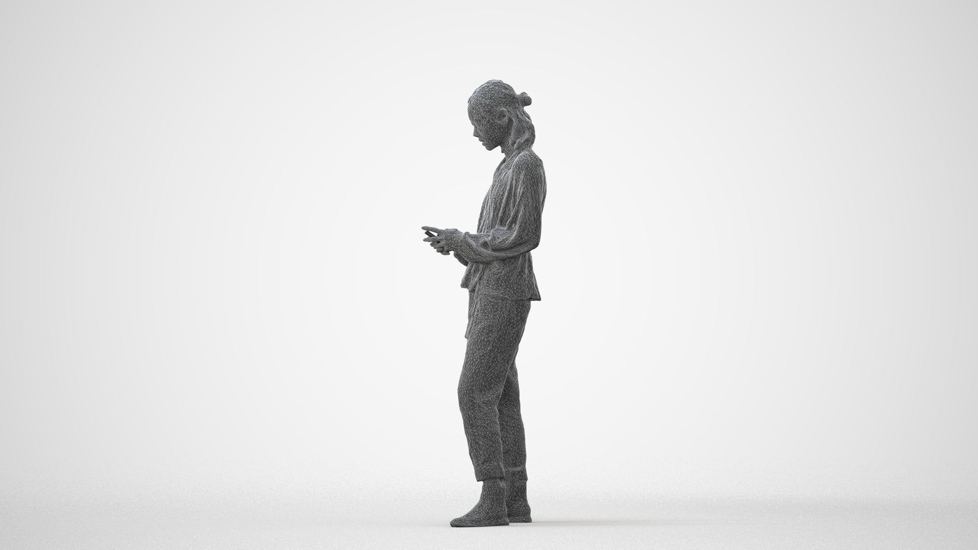 realistic 3D woman casual standing, scanned archviz people for Blender and 3ds Max, square thumbnail