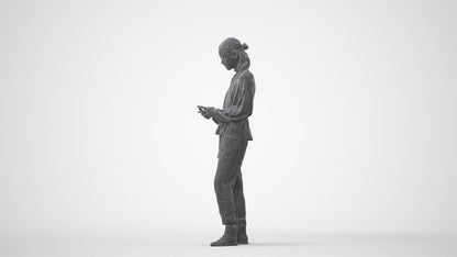 realistic 3D woman casual standing, scanned archviz people for Blender and 3ds Max, square thumbnail