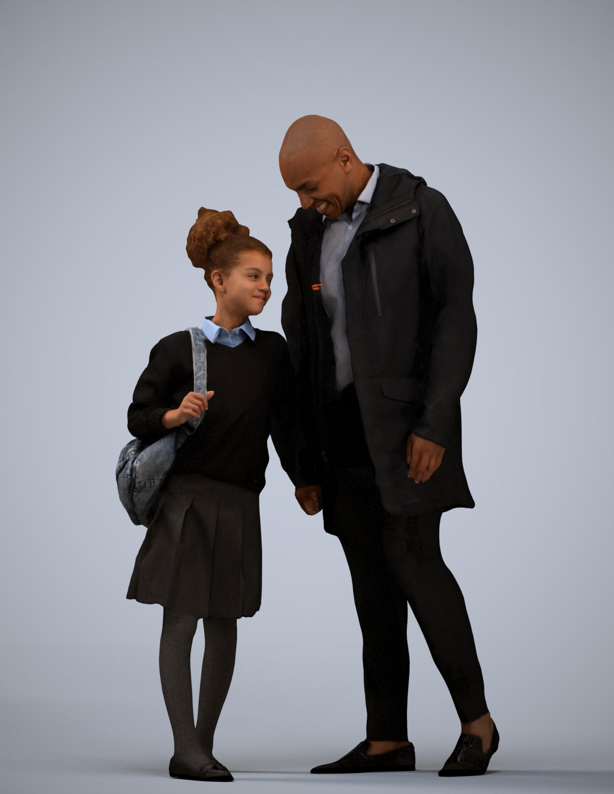 realistic 3D human girl business kids, archviz people FBX OBJ for Blender