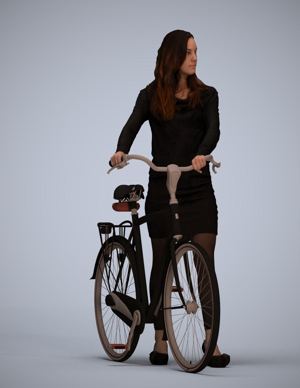 3D people model woman business cycling, scanned human for 3ds Max rendering