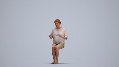 realistic 3D human woman casual sitting, archviz people FBX OBJ for Blender, standing pose render