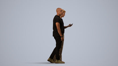 realistic 3D human woman casual couple, archviz people FBX OBJ for Blender, side view render