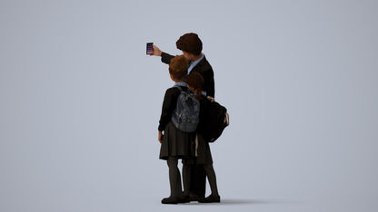 3D people model boy kids, scanned human for 3ds Max rendering, three-quarter view render