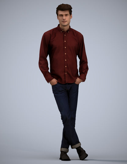 3D people model man casual standing, scanned human for 3ds Max rendering