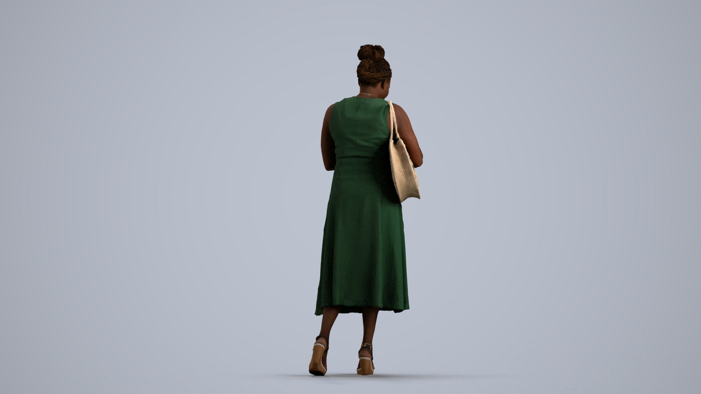 realistic 3D woman casual standing, scanned archviz people for Blender and 3ds Max, front view render