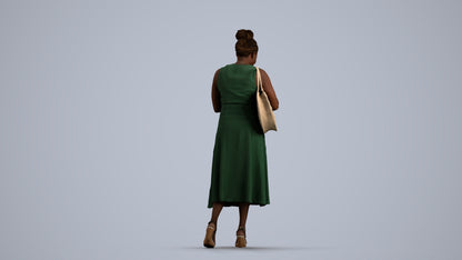 realistic 3D woman casual standing, scanned archviz people for Blender and 3ds Max, front view render