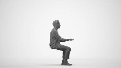 realistic 3D human man casual business, archviz people FBX OBJ for Blender, wireframe side view