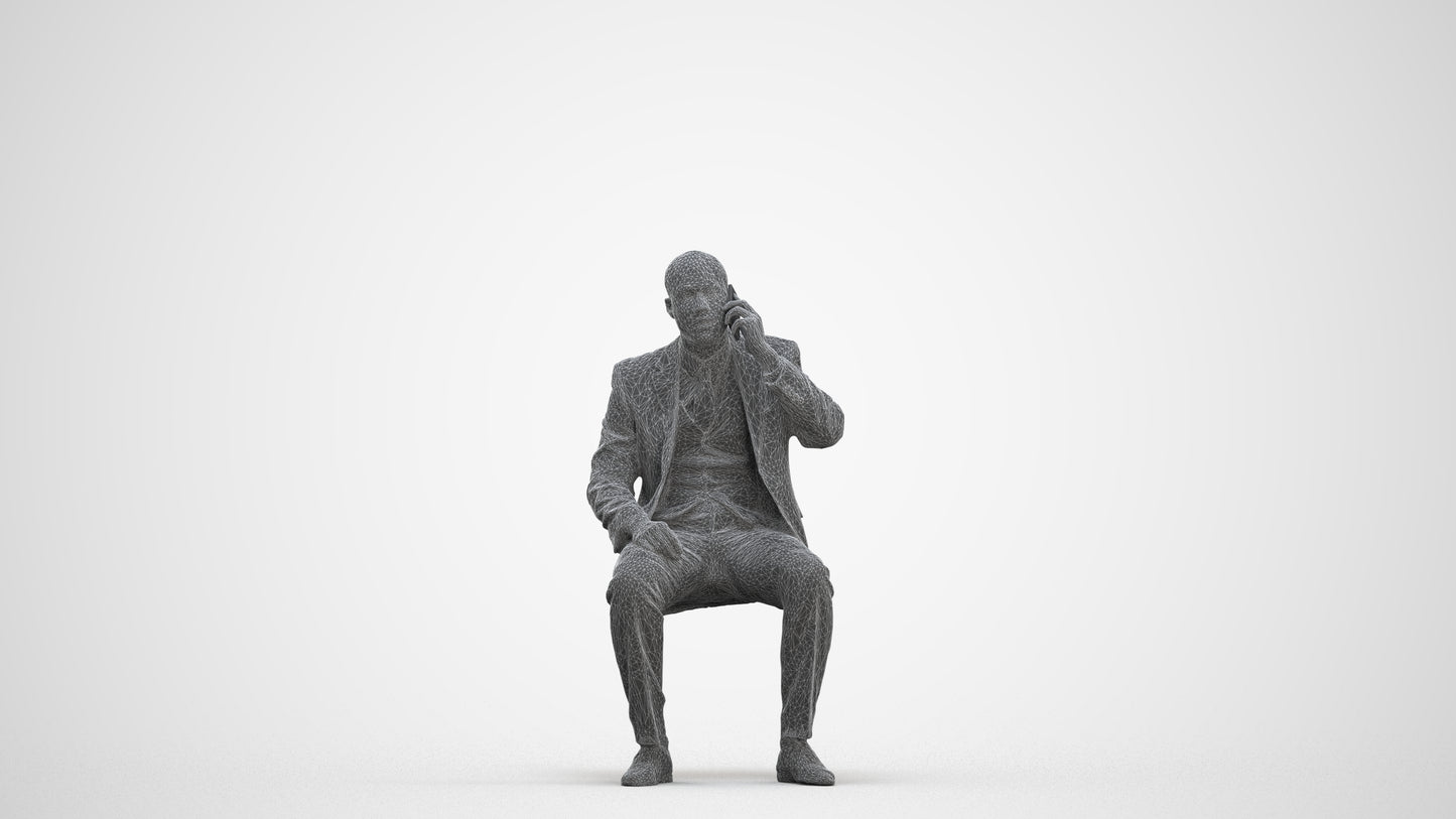 scanned 3D man business, photogrammetry people for Enscape and V-Ray, three-quarter front view render