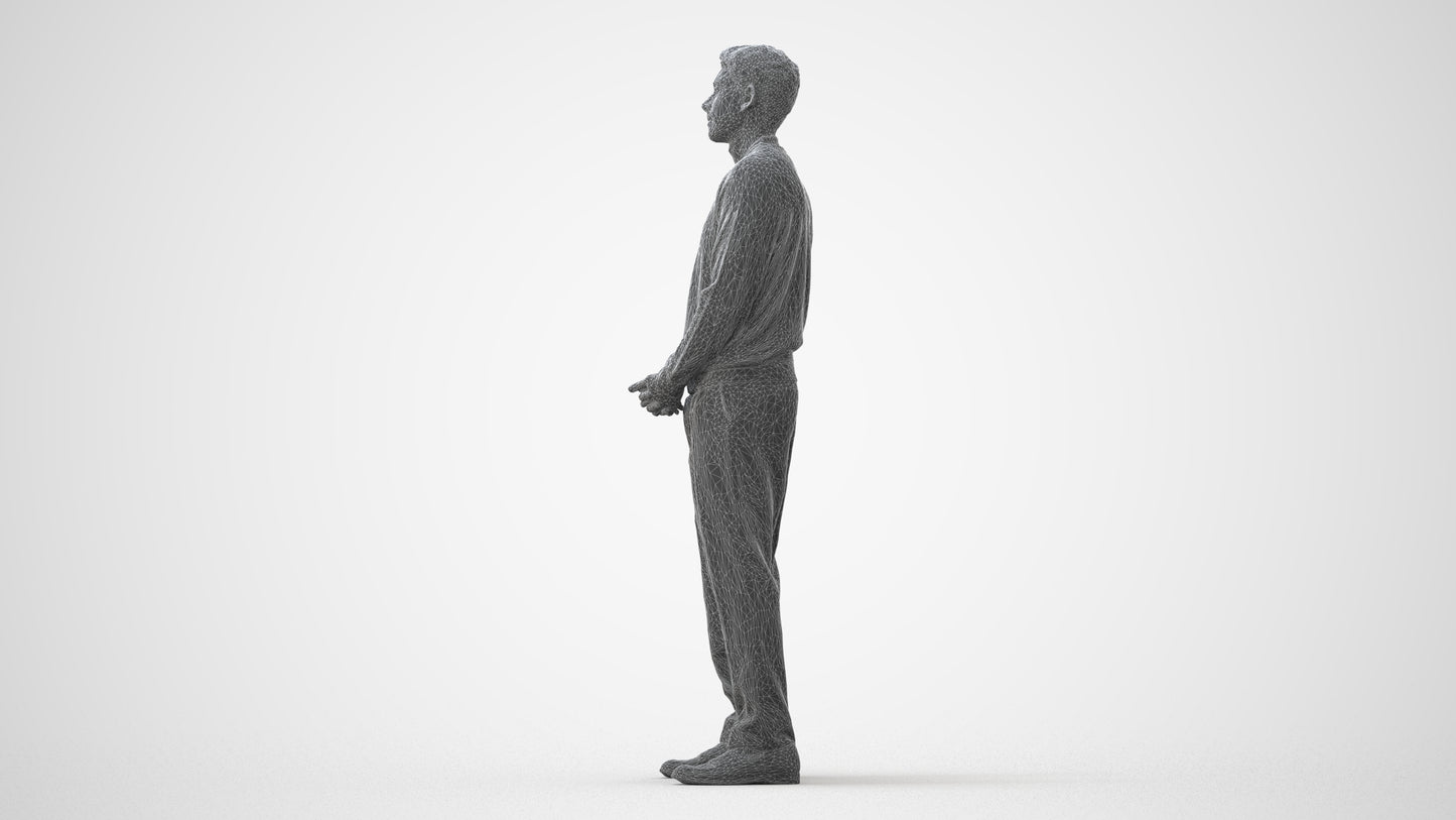 3D people model man casual standing, scanned human for 3ds Max rendering, square thumbnail