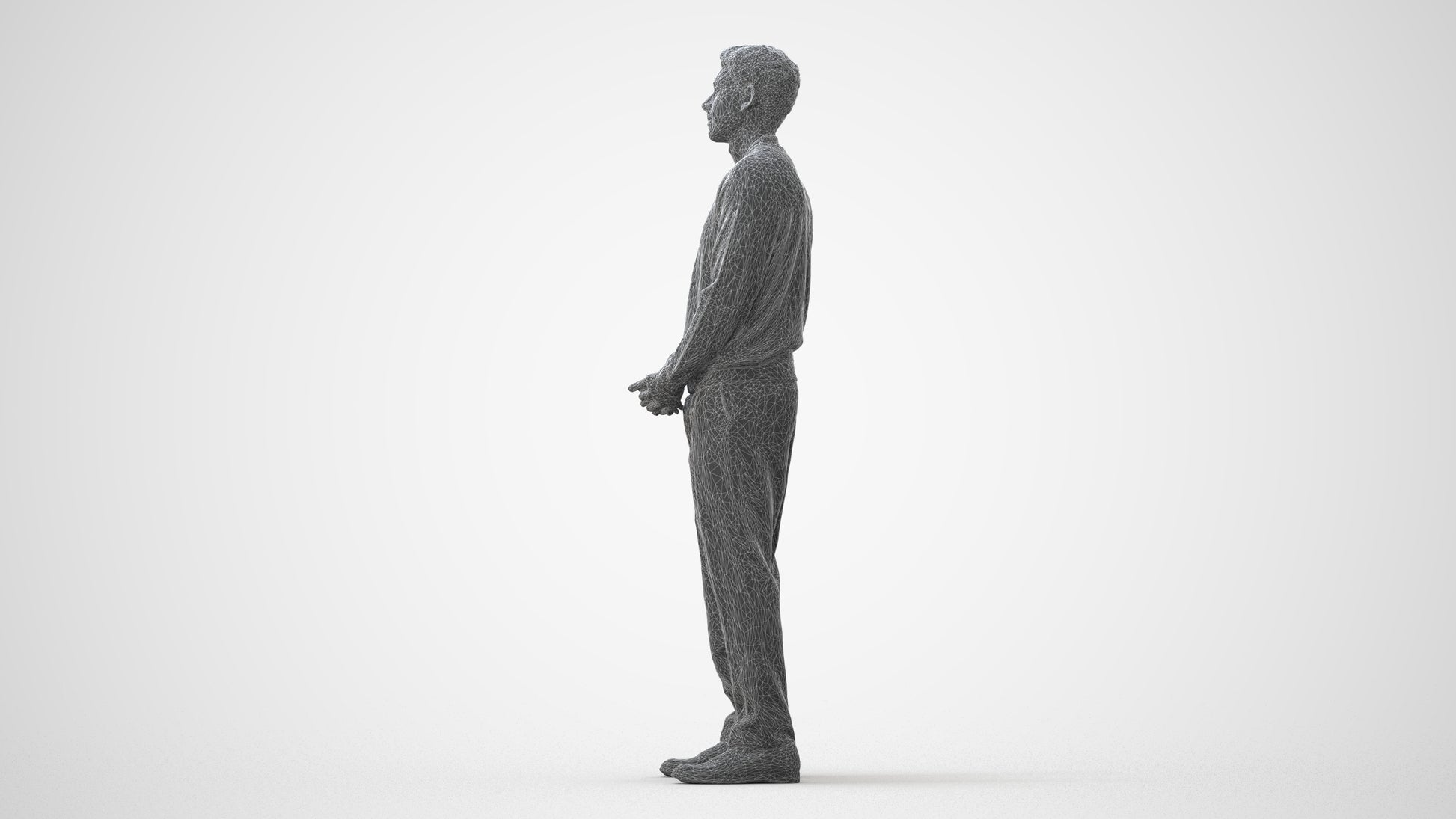 3D people model man casual standing, scanned human for 3ds Max rendering, square thumbnail