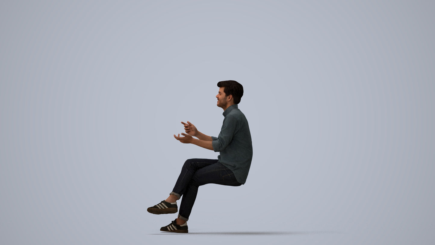 photogrammetry 3D man casual pool, realistic human model archviz FBX, three-quarter view render