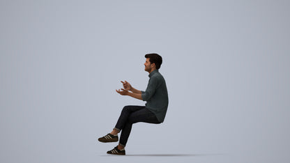 photogrammetry 3D man casual pool, realistic human model archviz FBX, three-quarter view render