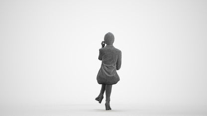 3D scanned woman business, photorealistic archviz people for Enscape and SketchUp, wireframe front view