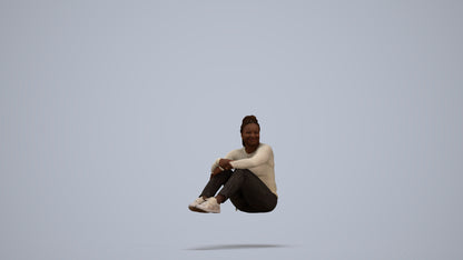 photogrammetry 3D woman casual sitting, realistic human model archviz FBX, standing pose render