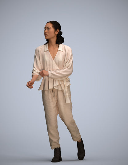 3D people model woman casual walking, scanned human for 3ds Max rendering