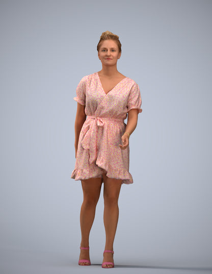 photogrammetry 3D woman casual walking, realistic human model archviz FBX