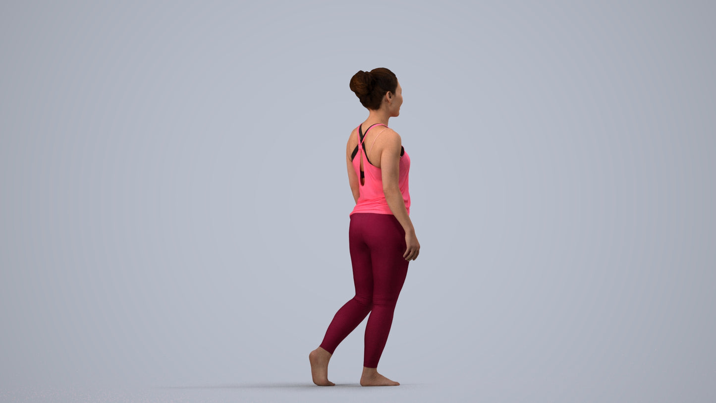 realistic 3D people woman sport, render-ready for V-Ray and Corona, FBX OBJ, side view render