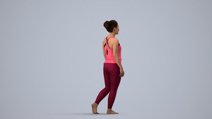 realistic 3D people woman sport, render-ready for V-Ray and Corona, FBX OBJ, side view render