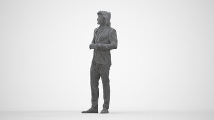 photogrammetry 3D man business, realistic human model archviz FBX, wireframe back view