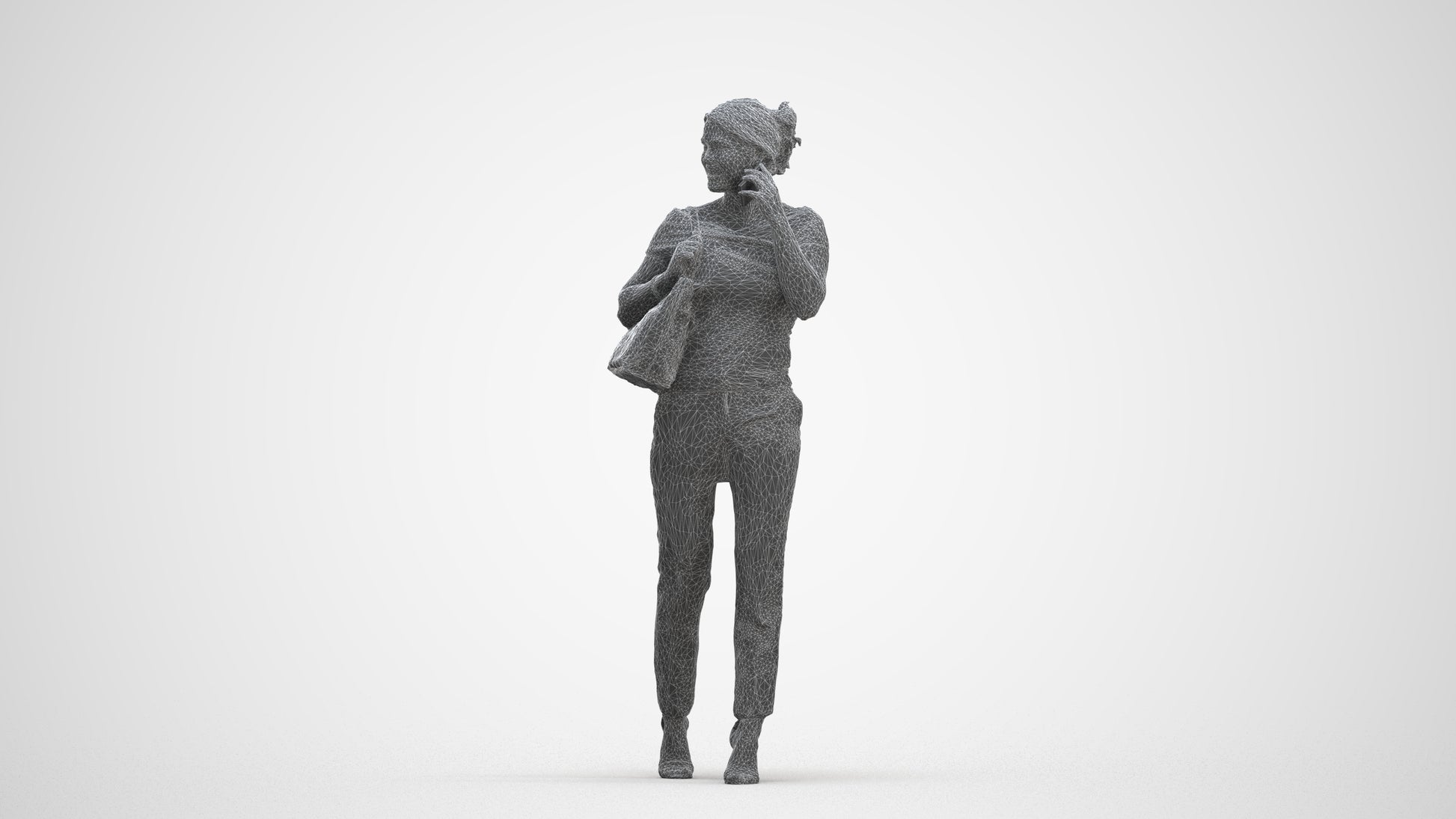 scanned 3D woman business standing, photogrammetry people for Enscape and V-Ray, three-quarter front view render
