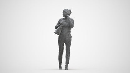 scanned 3D woman business standing, photogrammetry people for Enscape and V-Ray, three-quarter front view render