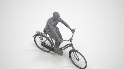 3D people model boy casual cycling, scanned human for 3ds Max rendering, wireframe three-quarter view