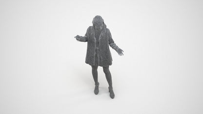 realistic 3D woman business, scanned archviz people for Blender and 3ds Max, wireframe three-quarter view