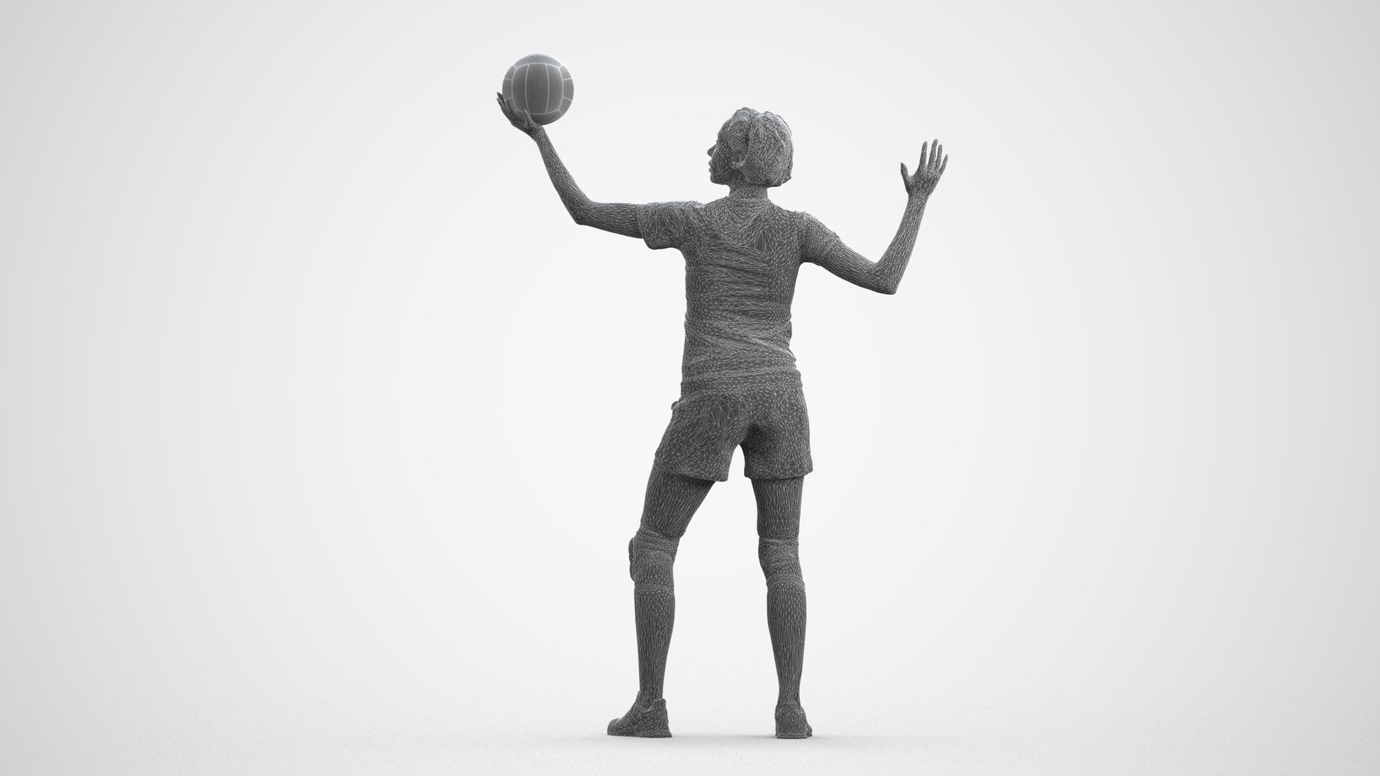 realistic 3D people woman sport, render-ready for V-Ray and Corona, FBX OBJ, wireframe front view