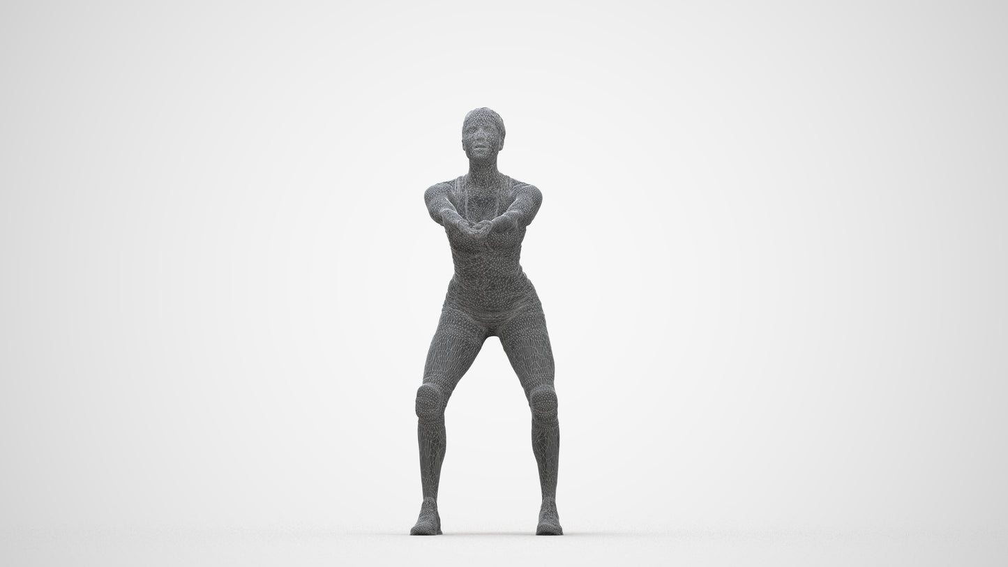 realistic 3D people woman sport, render-ready for V-Ray and Corona, FBX OBJ, wireframe back view