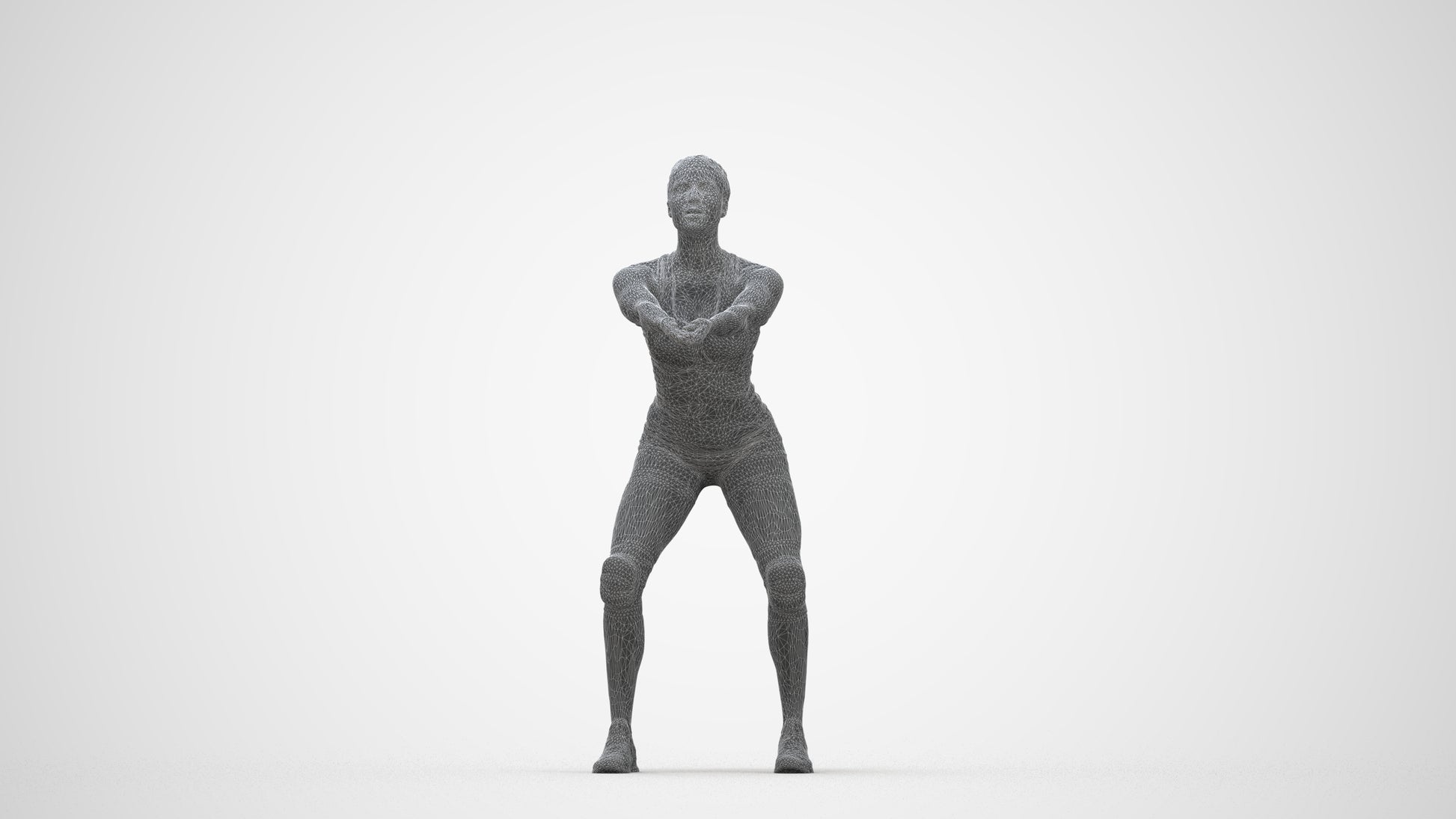 realistic 3D people woman sport, render-ready for V-Ray and Corona, FBX OBJ, wireframe back view