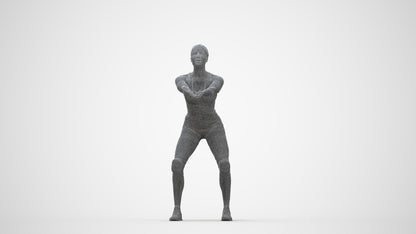 realistic 3D people woman sport, render-ready for V-Ray and Corona, FBX OBJ, wireframe back view