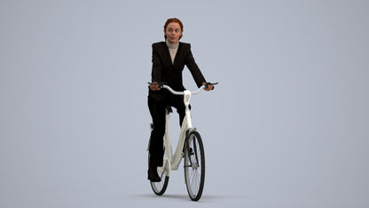 realistic 3D people woman business cycling, render-ready for V-Ray and Corona, FBX OBJ, standing pose render