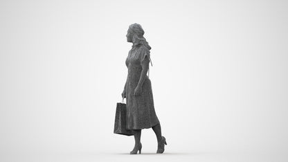 photogrammetry 3D woman casual walking, realistic human model archviz FBX, square thumbnail