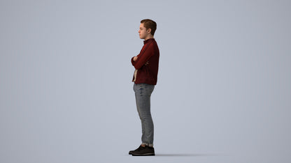 realistic 3D people boy casual kids, render-ready for V-Ray and Corona, FBX OBJ, three-quarter view render
