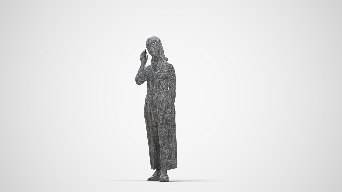 scanned 3D girl casual kids, photogrammetry people for Enscape and V-Ray, wireframe back view