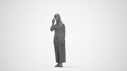scanned 3D girl casual kids, photogrammetry people for Enscape and V-Ray, wireframe back view