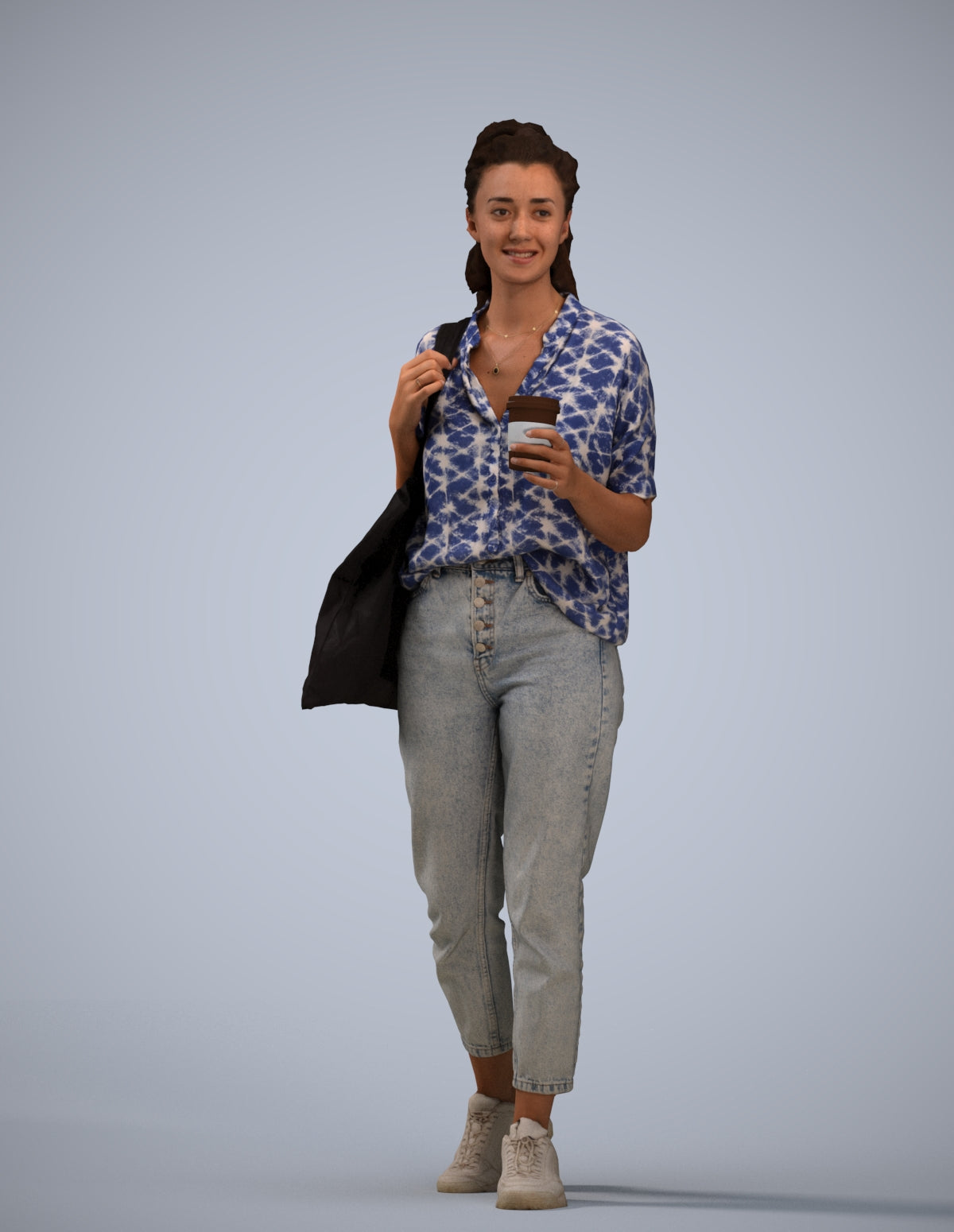 scanned 3D woman casual walking, photogrammetry people for Enscape and V-Ray