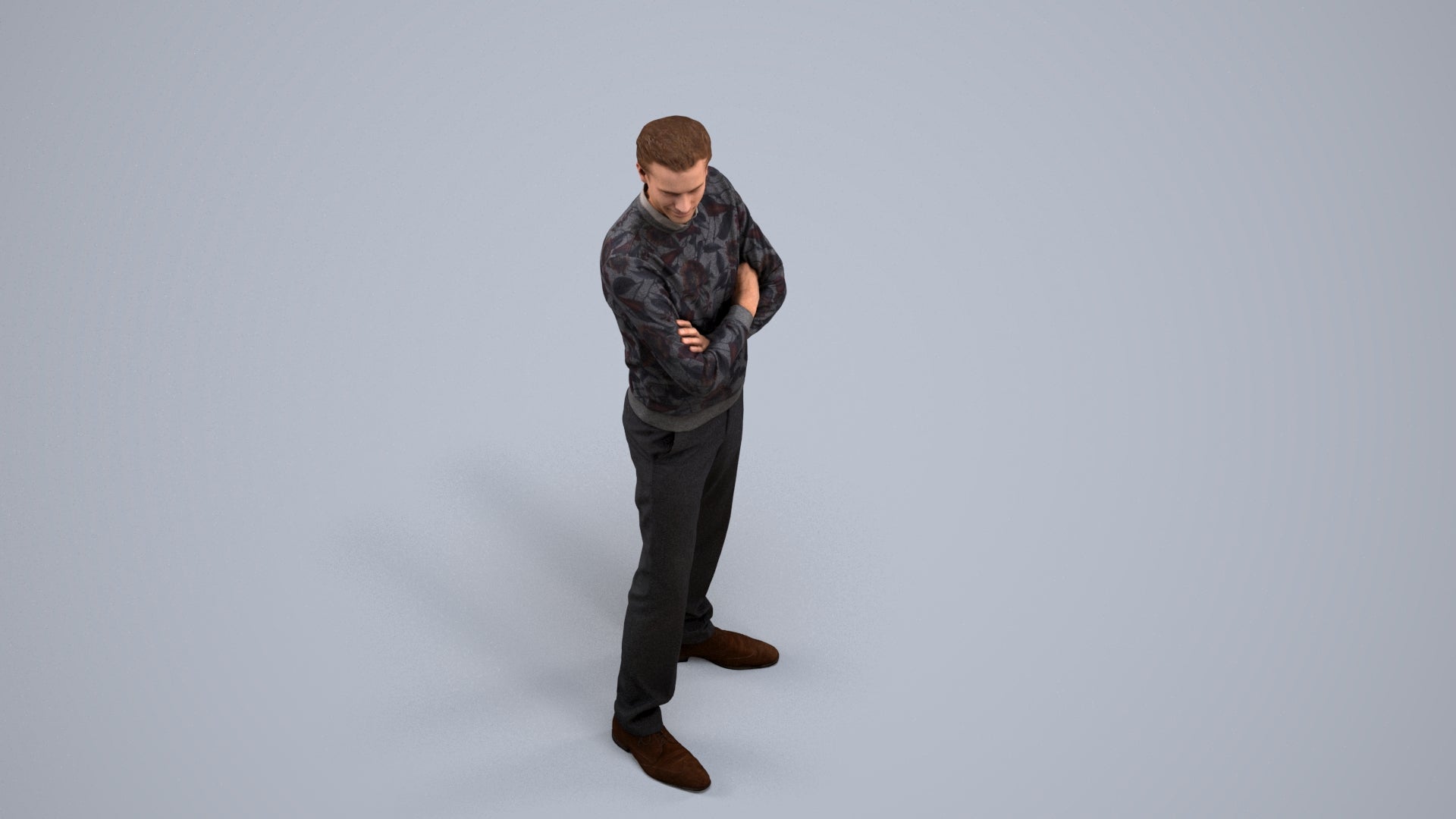 photogrammetry 3D man casual standing, realistic human model archviz FBX, back view render