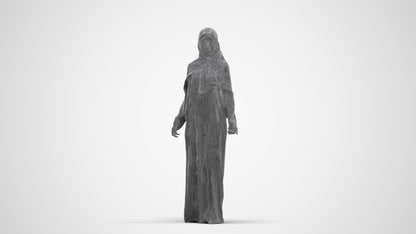 photogrammetry 3D woman standing, realistic human model archviz FBX, three-quarter front view render