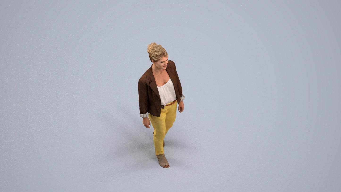 scanned 3D woman business walking, photogrammetry people for Enscape and V-Ray, back view render