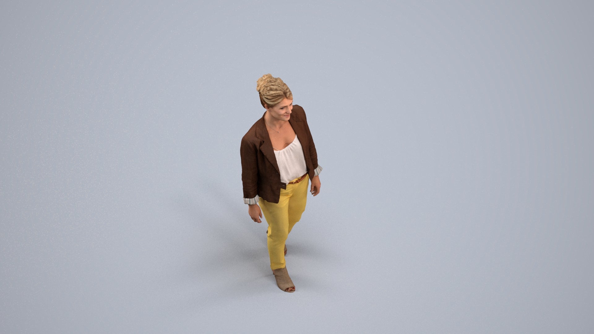 scanned 3D woman business walking, photogrammetry people for Enscape and V-Ray, back view render